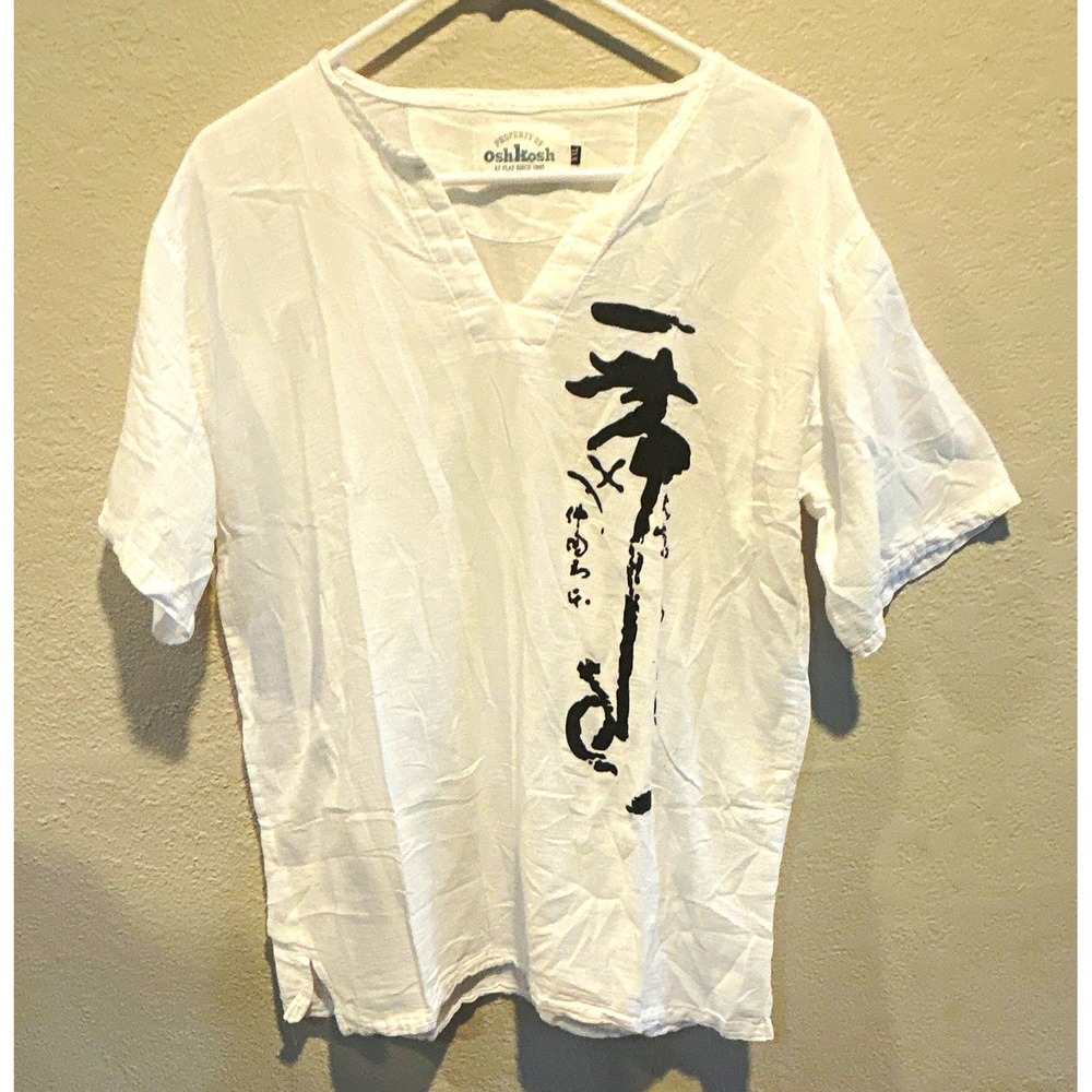 OshKosh XXL White V-Neck Short Sleeve Cotton T-Shirt Thin - Picture 1 of 3